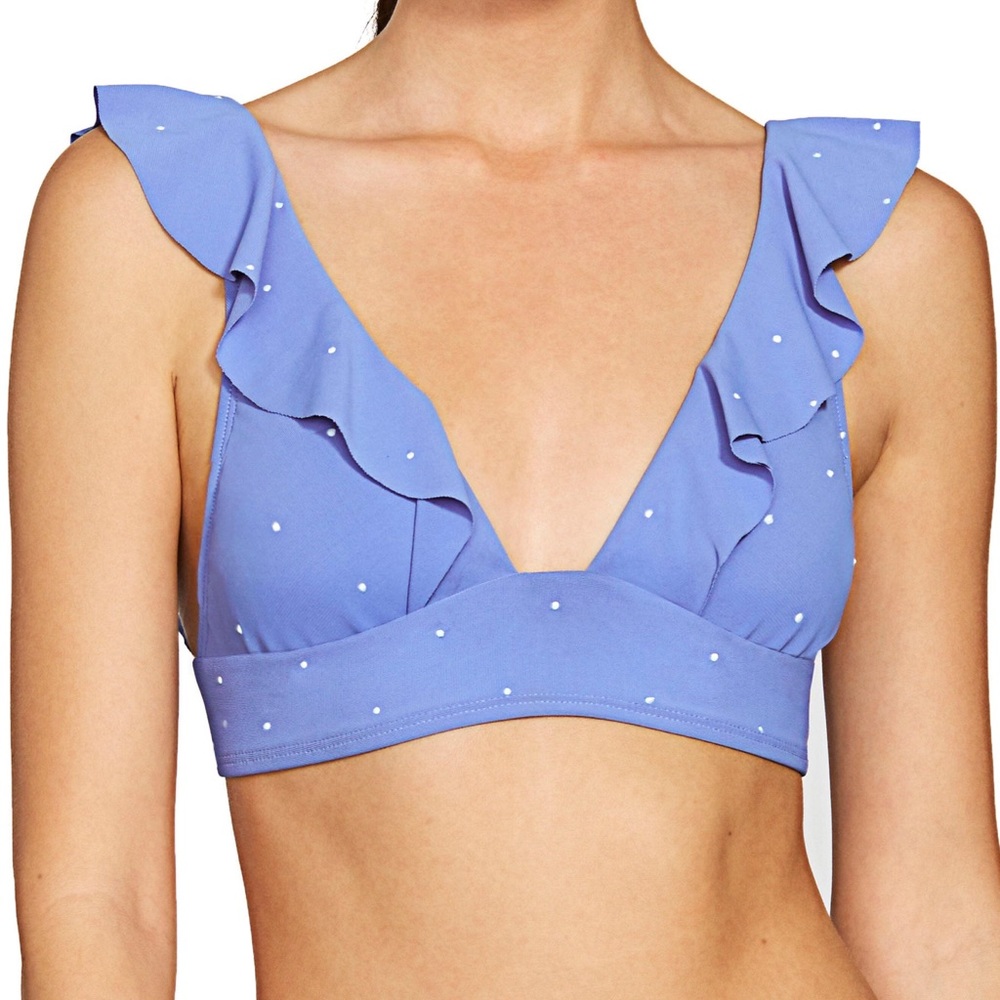 Robin Piccone JULIANNA RUFFLE V-NECK BIKINI TOP